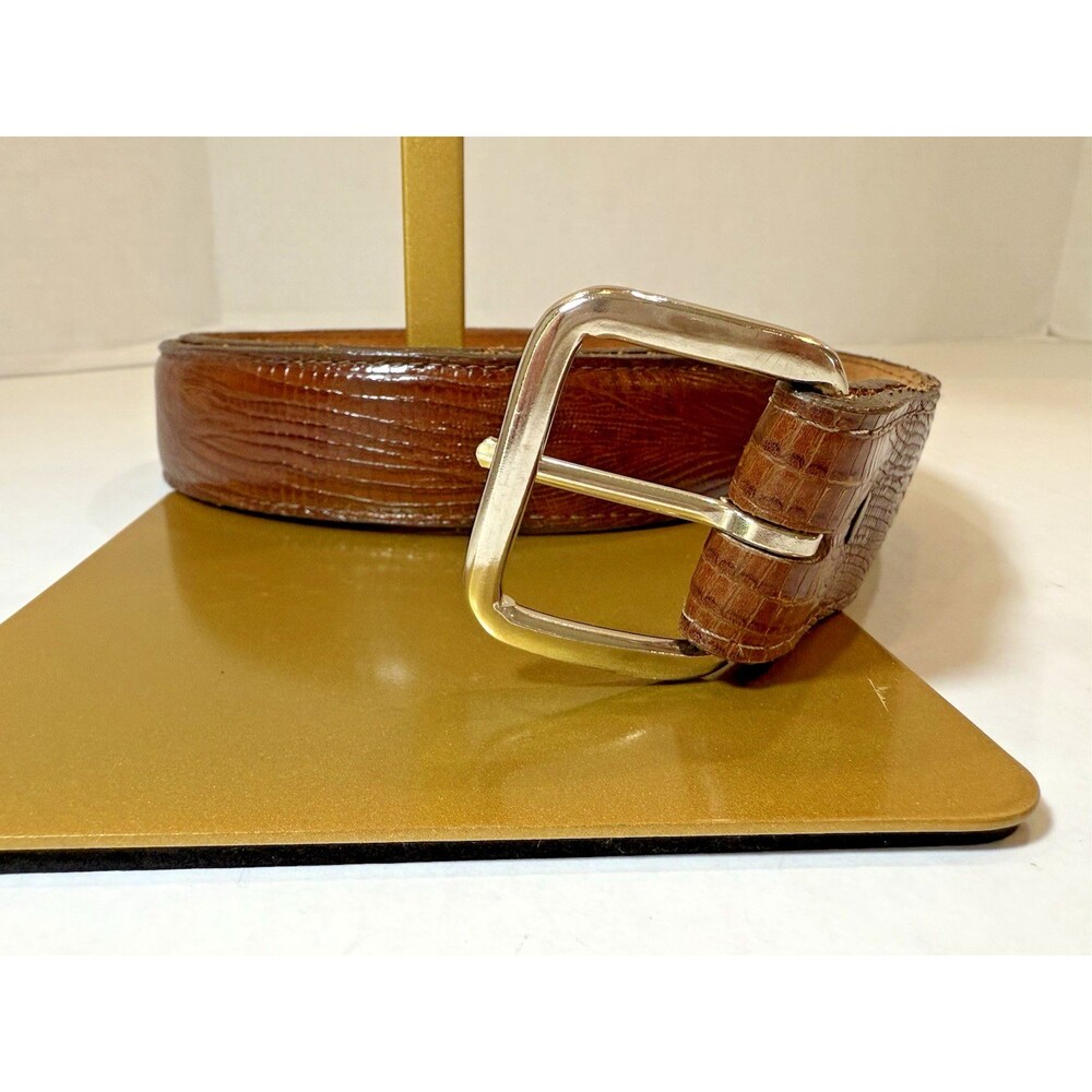 3D Triple D Western Mens Leather Belt 42 Cowhide Embossed Silver Buckle Vintage